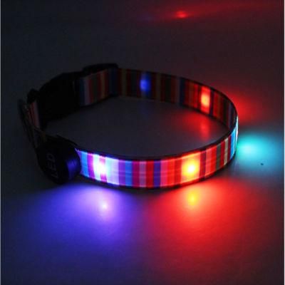 USB Charging Rainbow LED Light Dog Collar
