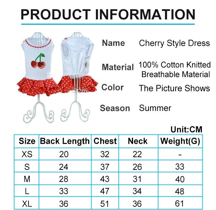 Dog Clothes Cat Pet Clothes Supplies Spring Summer Princess Fruit Skirt Cool Breathable Dog Dress Pet Clothes
