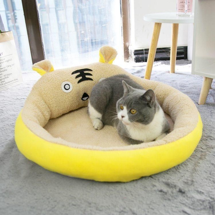 Cartoon Animal Tiger Hot Sale Non-Deformable Round Four Seasons Usable Plush Mat Washable Open Dog Cat Sleeping Mat Bed