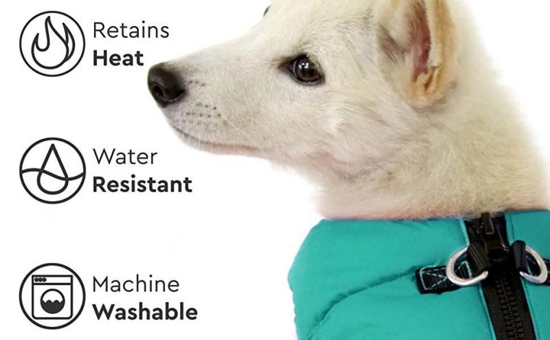 Zip up Dog Jacket Coat with D Ring Leash
