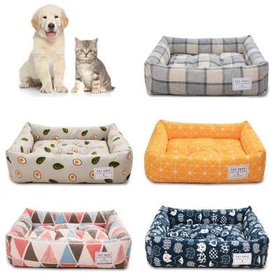 Low Price Fleece Oxford Fabric Square Shape Luxury Pet Bed