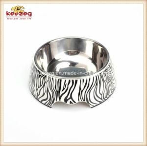 Zebra Pattern Melamine&Stainless Steel Pet Dog Bowl (KE0003)