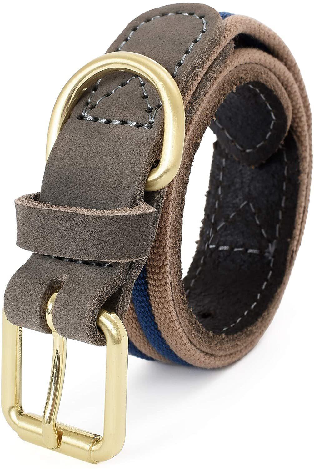 Genuine Leather and Durable Canvas Combines Dog Collar