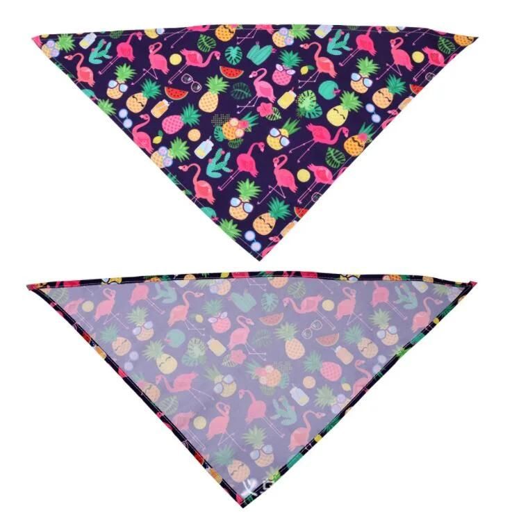 Flamingo Fruit Hawaii Pattern Cooling Summer Triangle Scarfs Dog Bandana for Pet Puppy