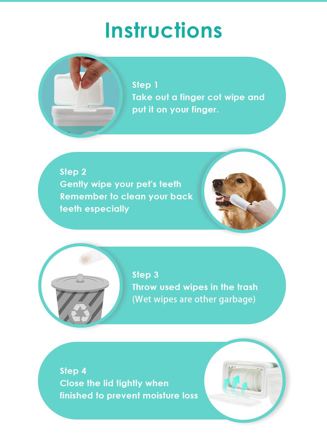 Pet Wipes Cats and Dogs to Remove Earwax Ear Mites and Teeth Cleaning Deodorization Wet Paper Towel Bacteriostasis