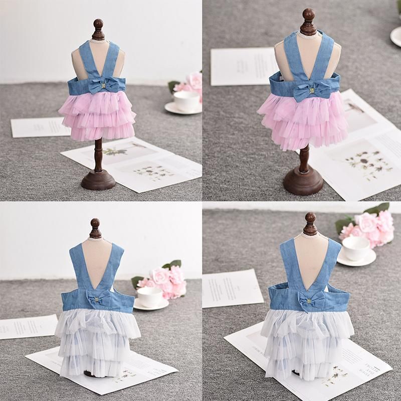 Pet Dog Cat Clothes Lace Tullle Dress Puppy Kitten Party Birthday Wedding Bowknot Dress