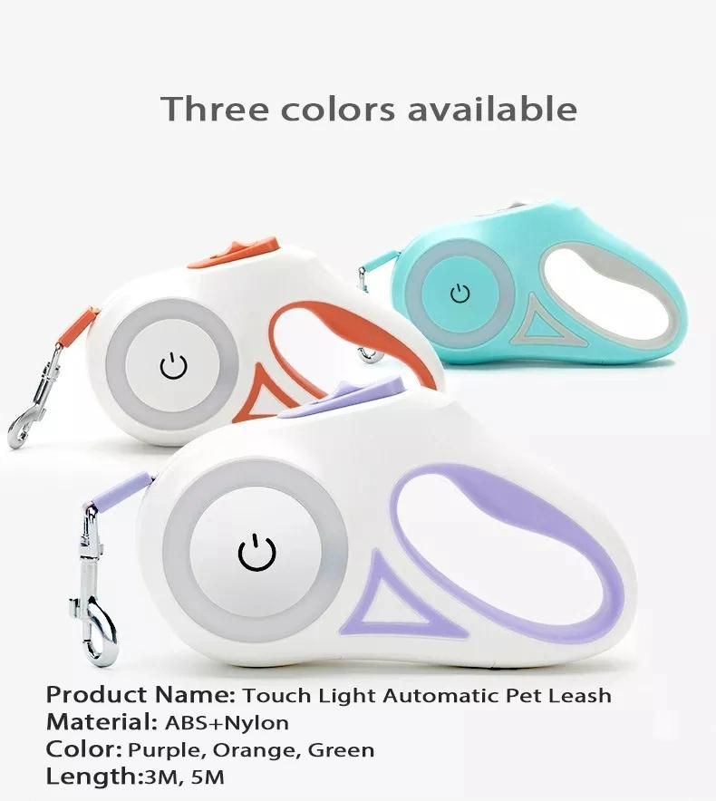 New Style Automatic Telescopic Traction Rope Tug Retractable Dog Leash Light up Leash