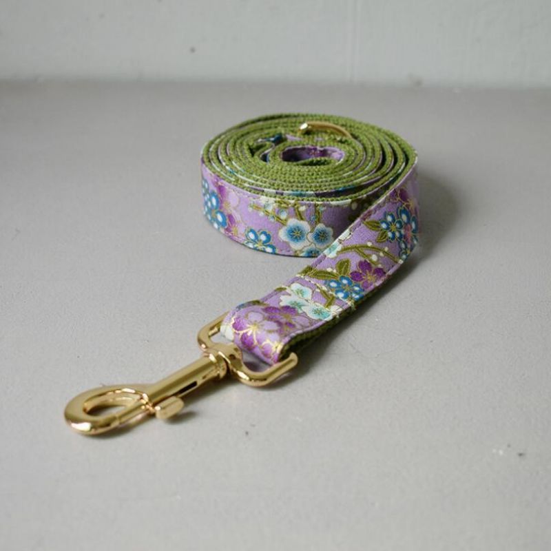 Japanese Style Floral Dog Bow Tie Dog Collar Leash