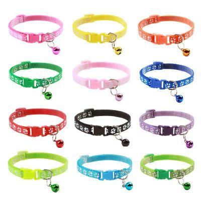 New Cute Bell Collar for Pet Cartoon Footprint Collars Leads Cat Accessories