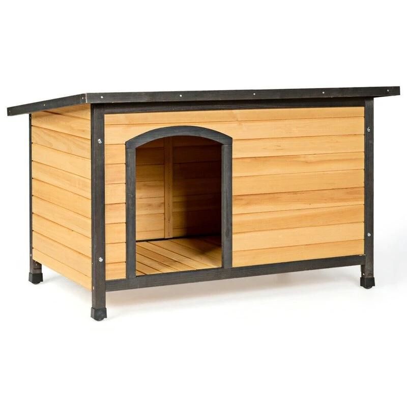 Faris Brown Wood and Metal Dog House Pet Bed