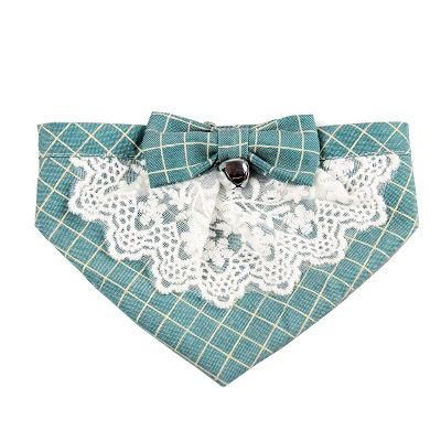 Sweet Plain Pattern Lace Bow Knot Pet Bibs Triangle Shape Cat Tie Collars