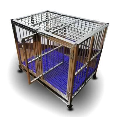 Stainless Tempered Glass Door Dog Cage with Plastic Matting for Dog Cage on Sale