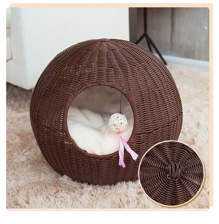 Rattan Woven Spherical Cat Nest Pet Products