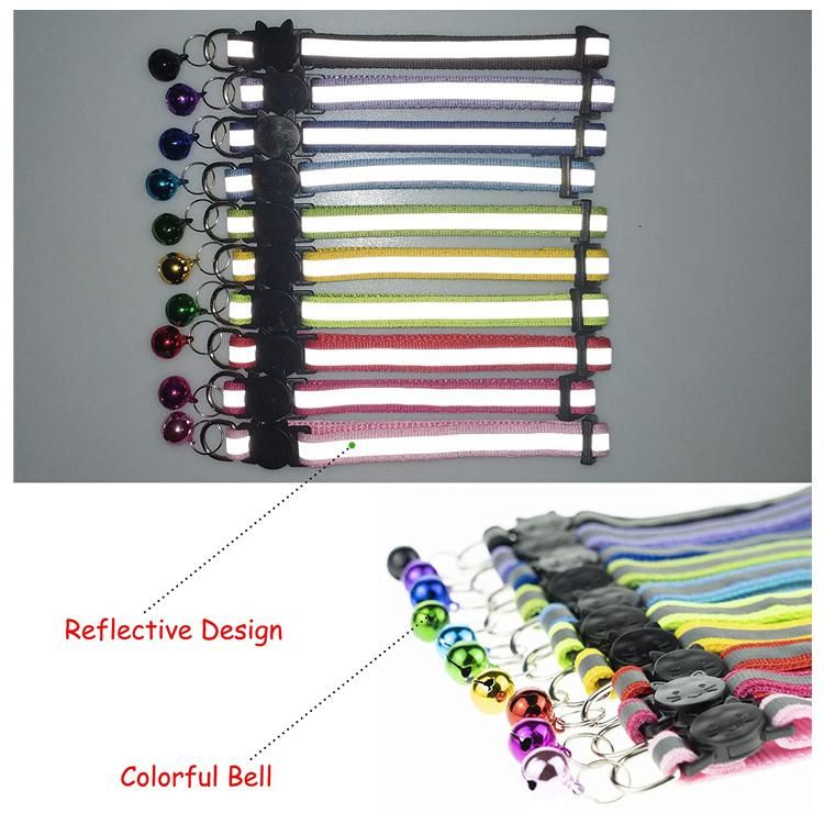 Adjustable Nylon Reflective Cat Dog Collar with Bell