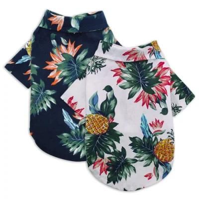 Hawaiian Style Cotton Printed Pet T-Shirt Dog Clothes Summer for Small Medium Dogs Cats