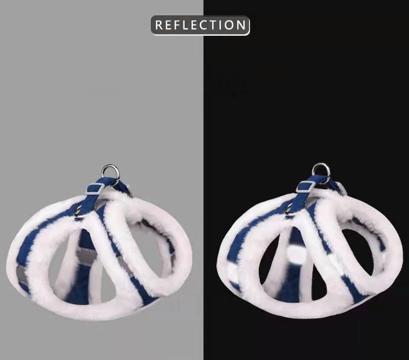 Reflective Pet Harness with Soft White Fleece Warm Dog Harness