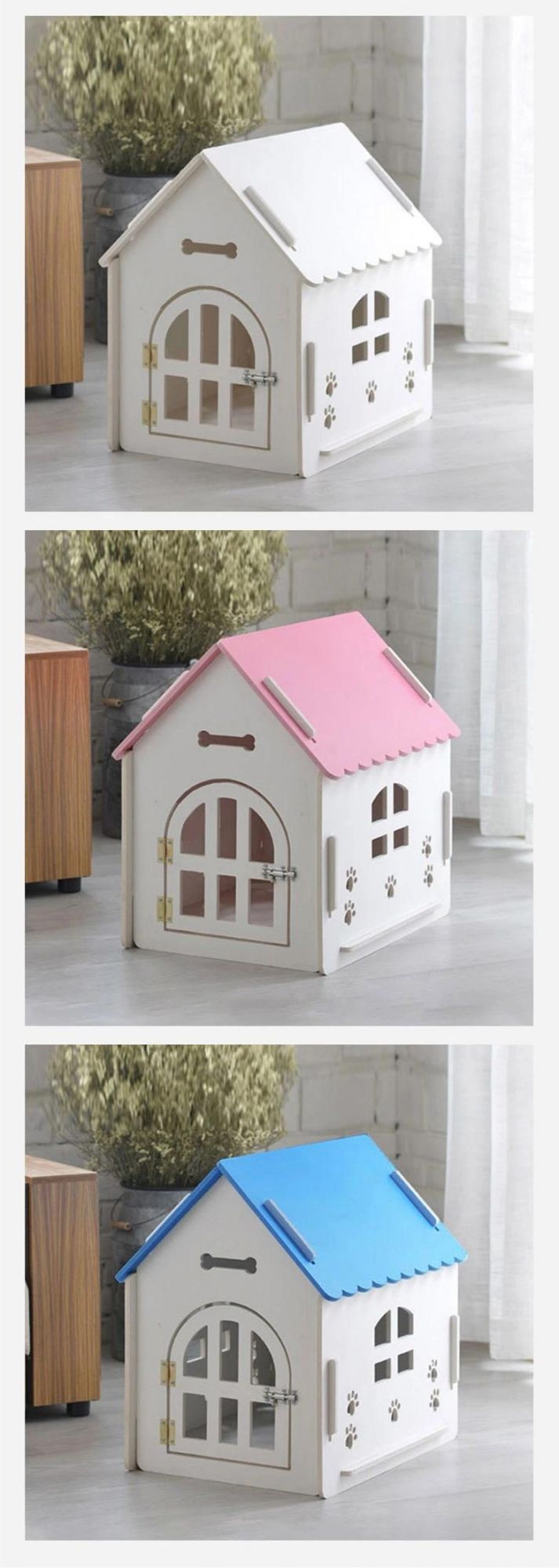 Waterproof and Moisture-Proof Wood Plastic Dog House Flushable Cat Furniture Teddy Dog Cage