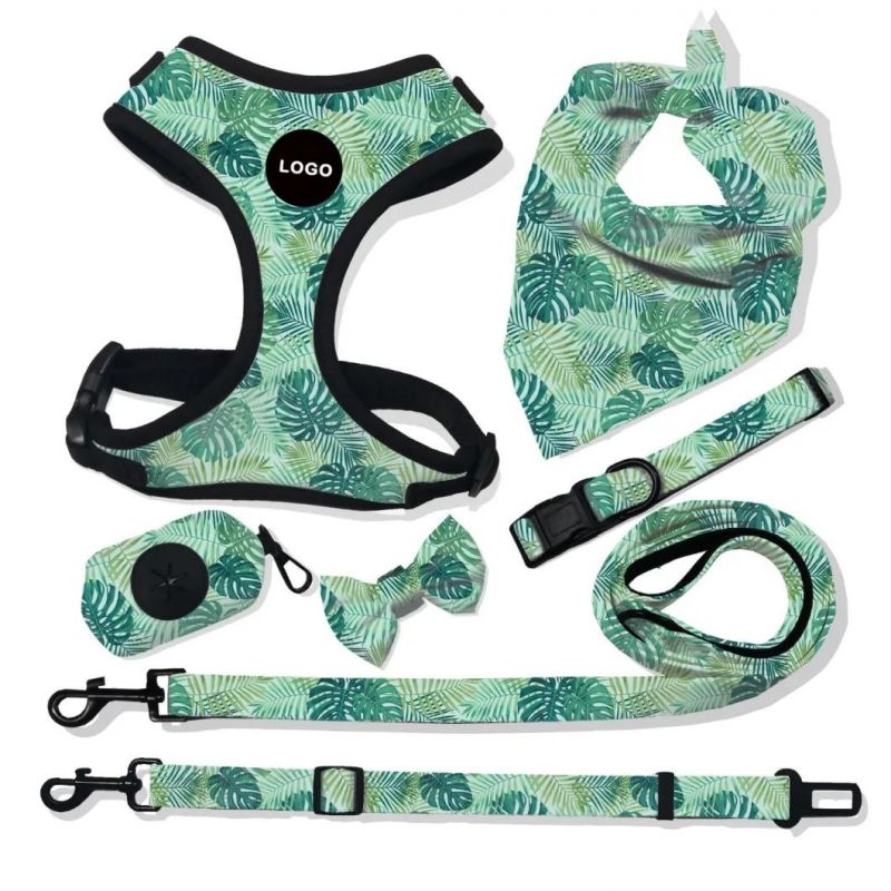 Custom Dog Harness Set Collar Adjustable Padded Sublimation Luxury Dog Chest Harness Pet Accessories for Dogs/Comfortable and Breathable/Waterproof