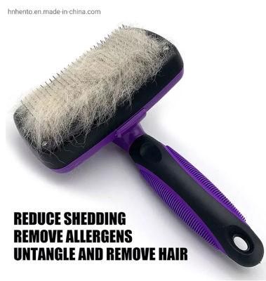 Pet Dematting and Detangling Comb Self-Cleaning Brushes Dog Cat Hair Remover Brush for Shedding and Grooming Dog Slicker Brush