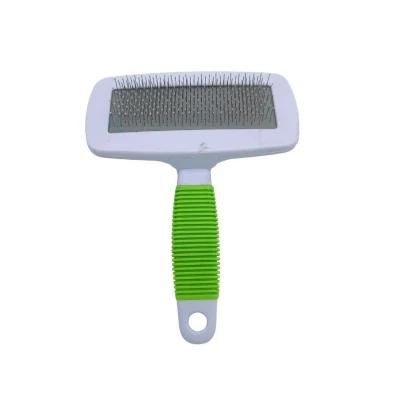 Stainless Steel Silicone Pet Hair Remover Dog Brush Grooming Green-L