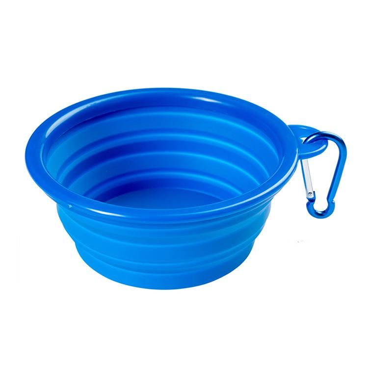 Portable Travel Water Food Single Ear Folding Collapsible Pet Silicone Dog Slow Feed Bowl Pet Dog Bowl