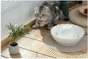 Cat and Dog Water Fountain Pet Waterer Dispenser Water Feeder Lotus Porcelain White