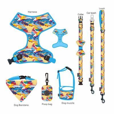Custom Print Personalised Pretty Cute Pet Cat Dog Harness Set