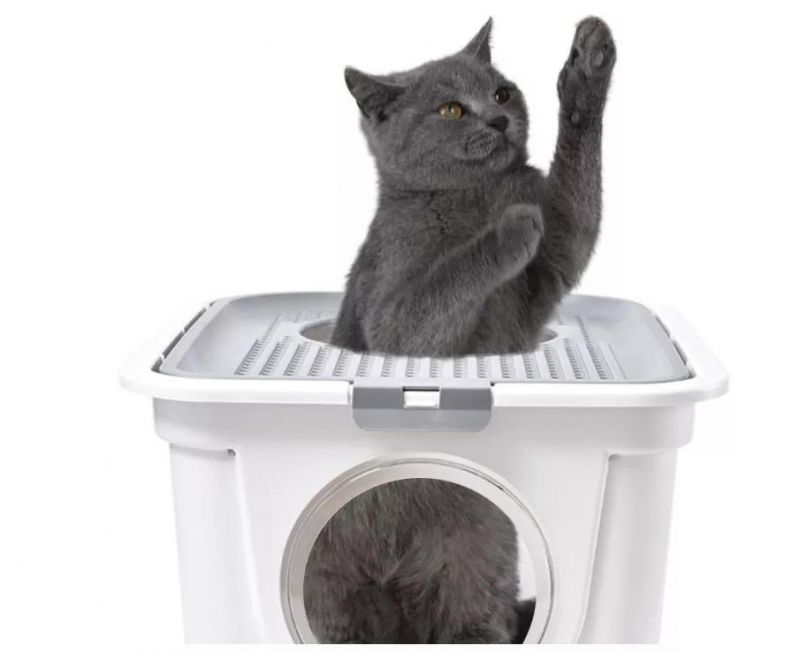 Mix Colors Large Cat Litter Box Toilet Cat Litter Box Plastic Scoop Free Cat Full Enclosed Box