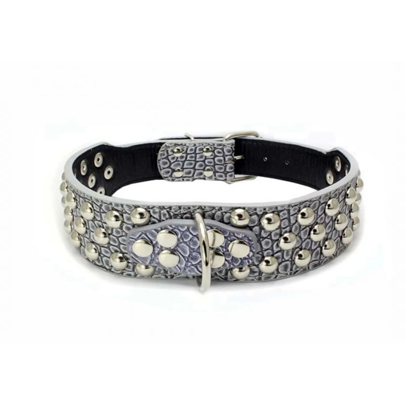 Crocodile Print PU Leather Dog Collar Rivet Studded Pet Collar
