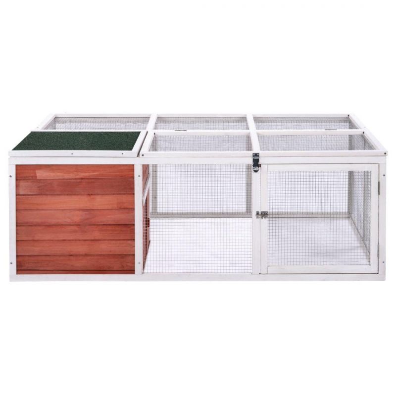 61.8 Inches Chicken Coop Pet House Small Animal with Enclosed Run for Outdoor Garden Backyard