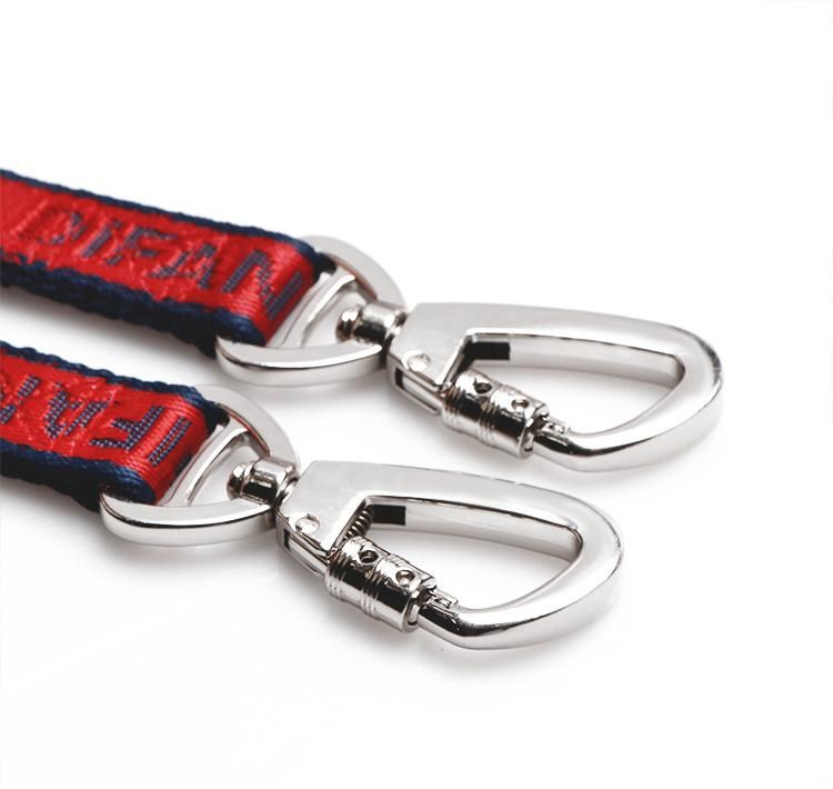 Manufacturer Wholesale Large Nylon Dual Handle Two Hooks Double Dog Leash with Logo