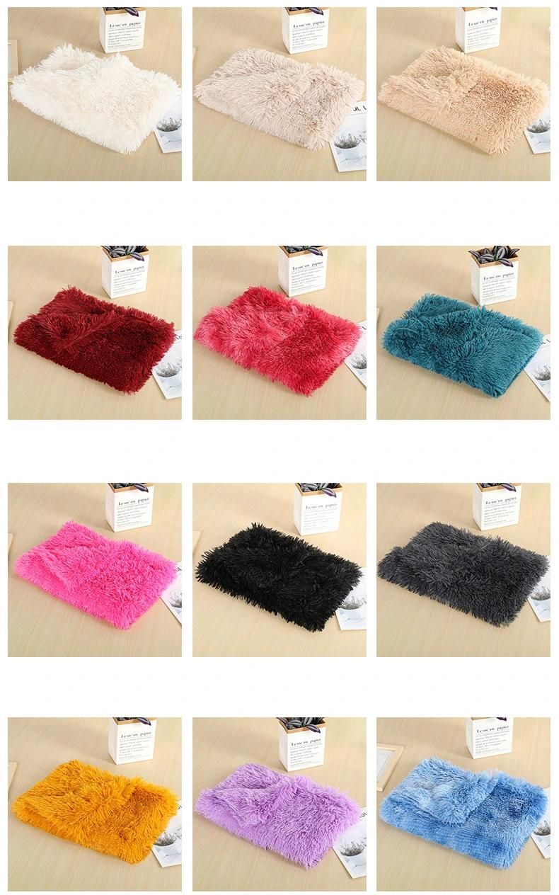 Plain Colors Plush Fluffy Fur Dog Blanket, Warm Pet Cat Cushion