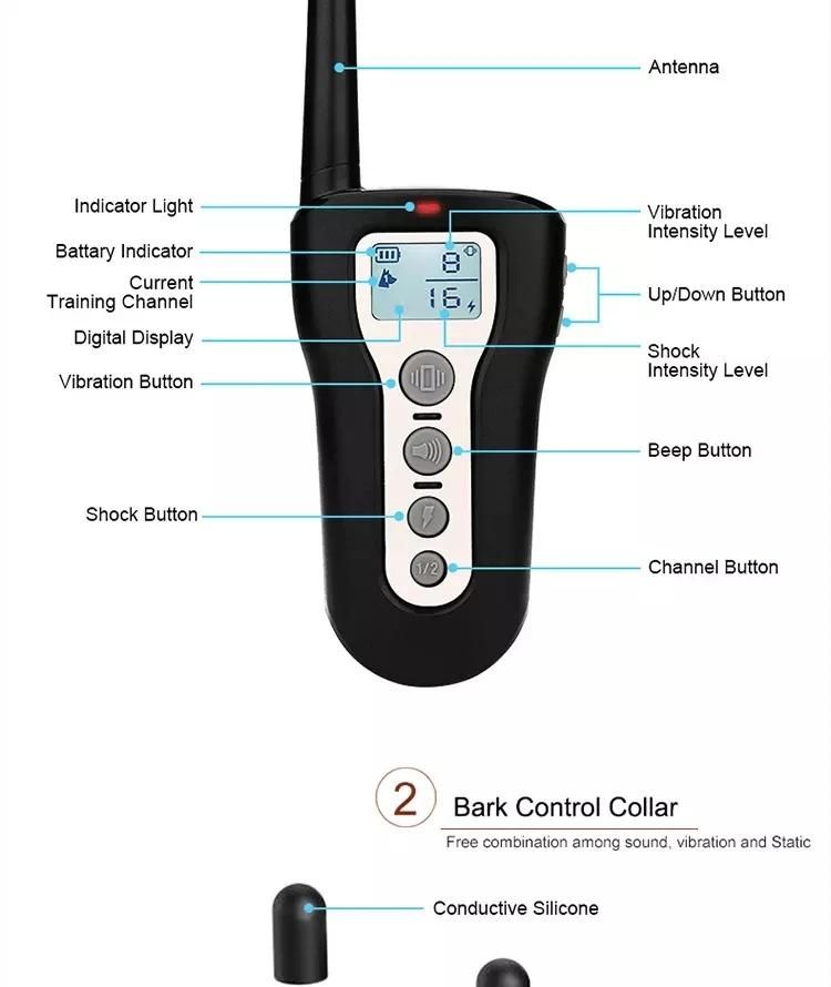 Electric Operated Dog Shock Collar Dog Shock Rechargeable Remote Dog Training Collar