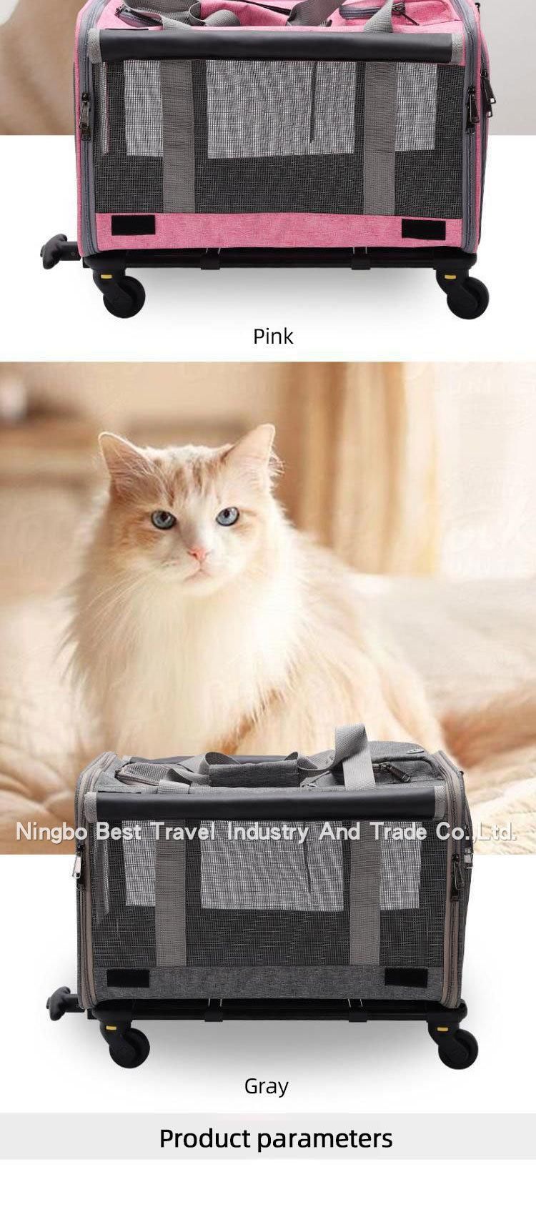 Wholesale Portable Trolley Pet Cat Dog Bag Foldable Large Capacity Pet Carrier