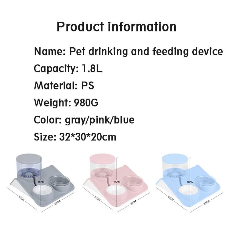 2 in 1 New Design Automatic Pet Dog Food Feeder Automatic Pet Water Feeding Dispenser Water Drinking Fountain with Non Skid Feet
