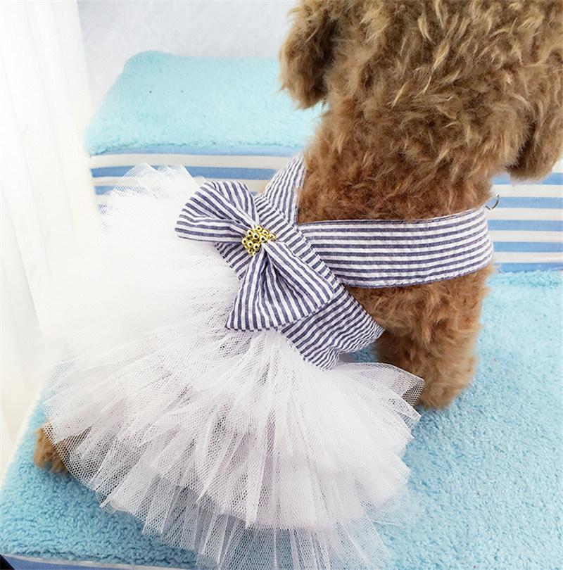 Pet Dog Cat Clothes Lace Tullle Dress Puppy Kitten Party Birthday Wedding Bowknot Dress