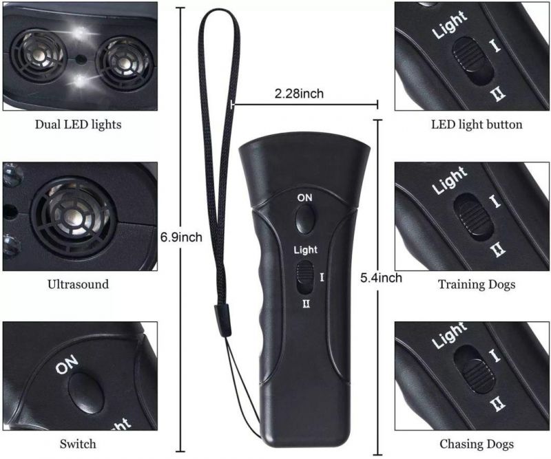 New Ultrasonic Dog Chaser Stop Aggressive Animal Attacks Repeller Flashlight