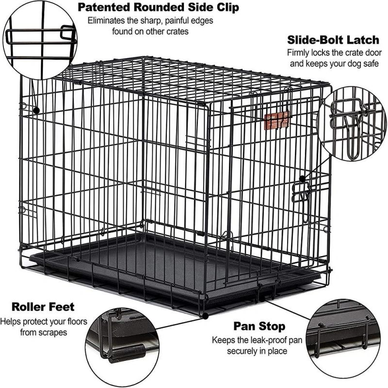Black Metal Pet Dog Crate Durable Outdoor Large Folding Cage