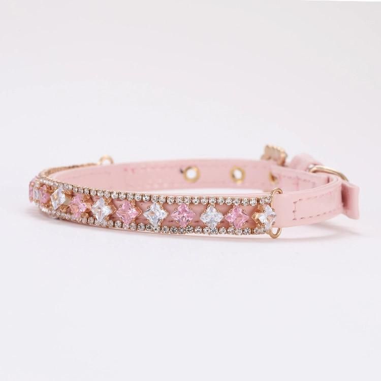Diamond Pink Bling Dog Collar Luxury Dog Collars Designer Cat Jewelry Necklace Pet Accessories