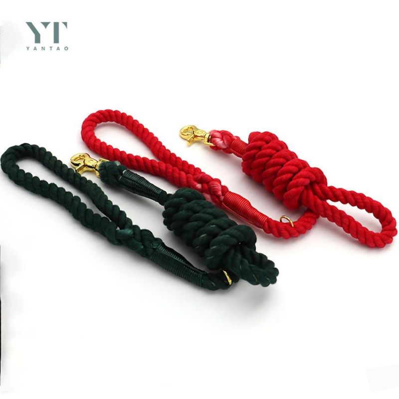 High Quality Soft Adjustable Luxury Custom Color Macrame Hand Woven Cotton Dog Rope Lead Dog Leash