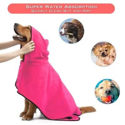 Super Absorbent Soft Towel Robe Dog Cat Bathrobe Grooming Quick Drying