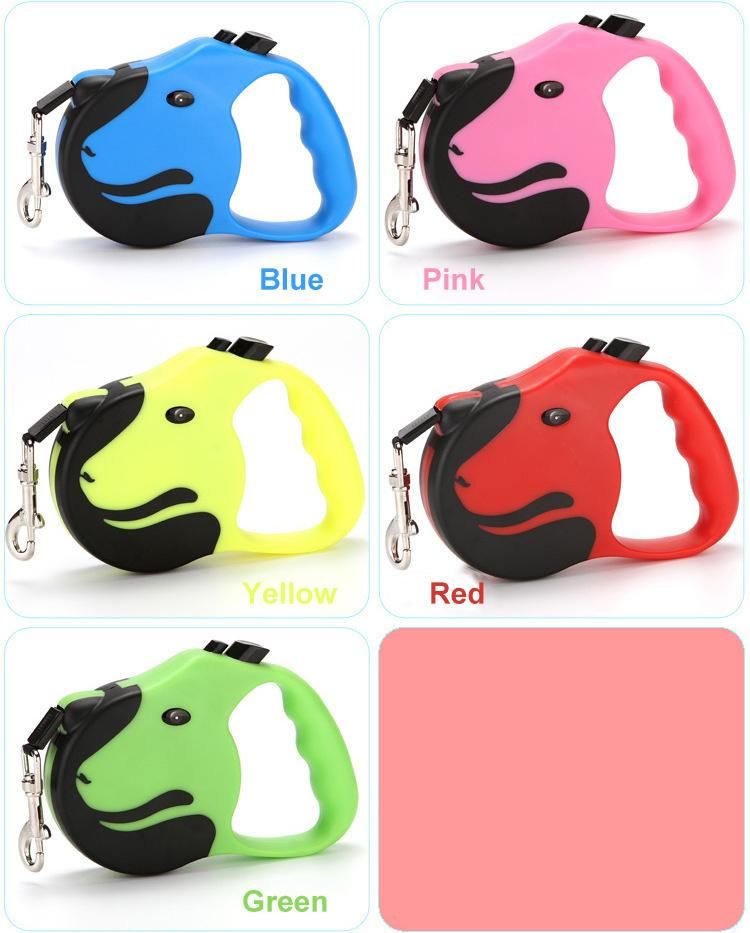 Dog Lead Automatic Portable LED Rope Retractable Dog Leash 5m