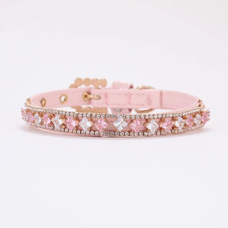 Diamond Pink Bling Dog Collar Luxury Dog Collars Designer Cat Jewelry Necklace Pet Accessories