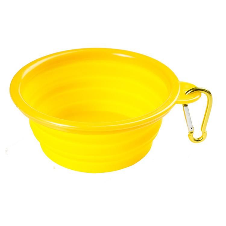 Portable Travel Water Food Single Ear Folding Collapsible Pet Silicone Dog Slow Feed Bowl Pet Dog Bowl