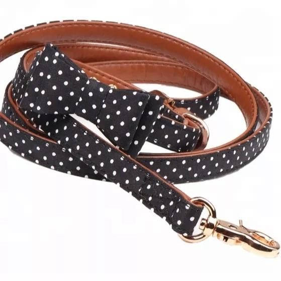 Cute Bow Cat Collar Pet Teacup Chihuahua Collar Leash Lead/ Bandana Leather Dog Leash