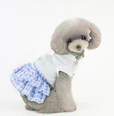 Dog Clothes Love Heart Printed Lovely Princess Tartan Dress Pet Clothes for Summer Spring Clothes