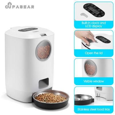 White ABS Automatic Programmable Pet Cats Dogs Food Feeder