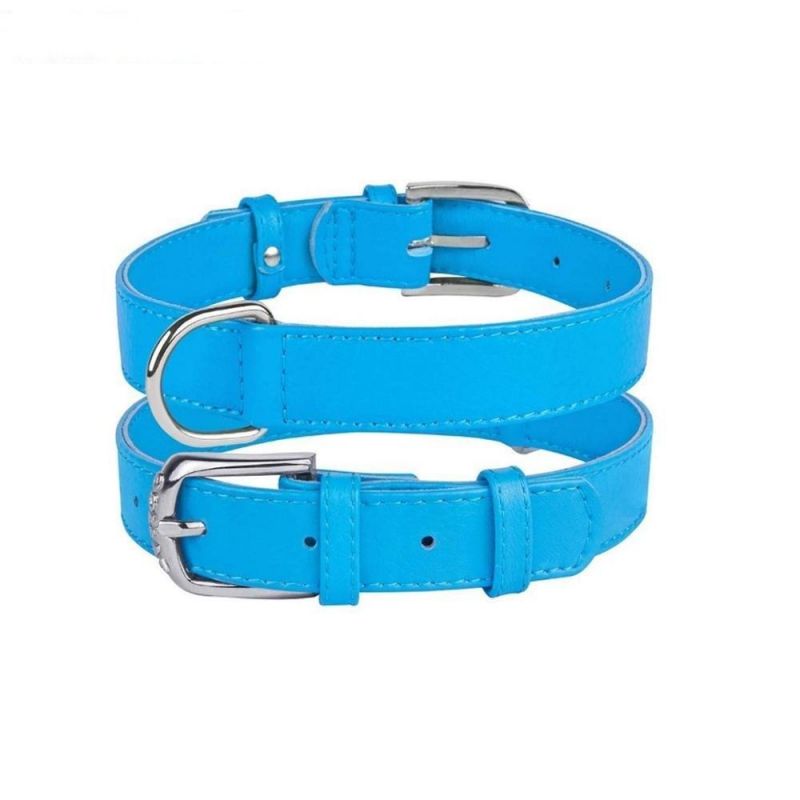 Hot Sale PU Leather Dog Collar for Medium and Large Pets with Durable Steel D-Ring and Metal Buckle