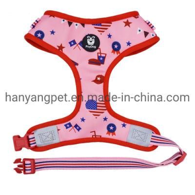 Neoprene Print Pattern Custom Neck Adjustable Dog Harness Pet Vest