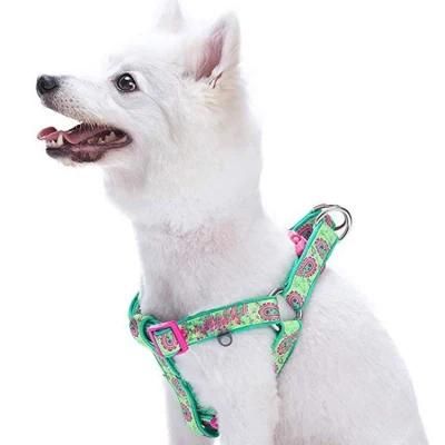 2021 Newest Paisley Flower Green Printed Neoprene Upholstered Dog Wire Harness